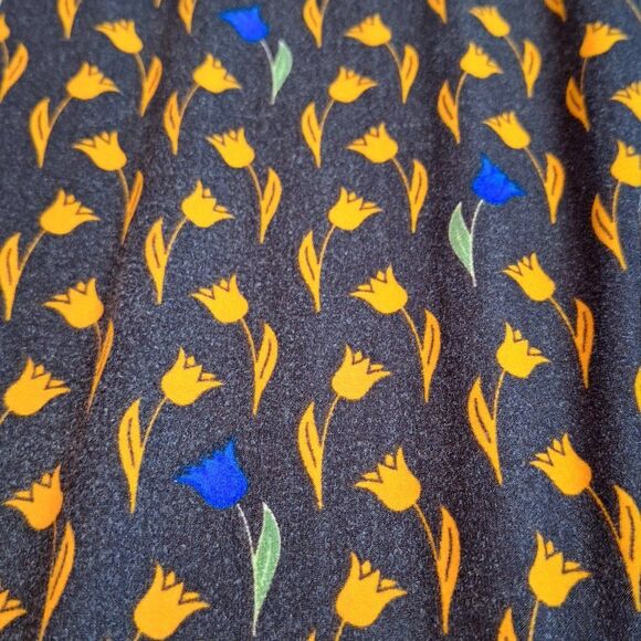 LuLaRoe Leggings Yellow And‎ Blue Flowers Print Soft Stretchy Spring - Picture 8 of 8